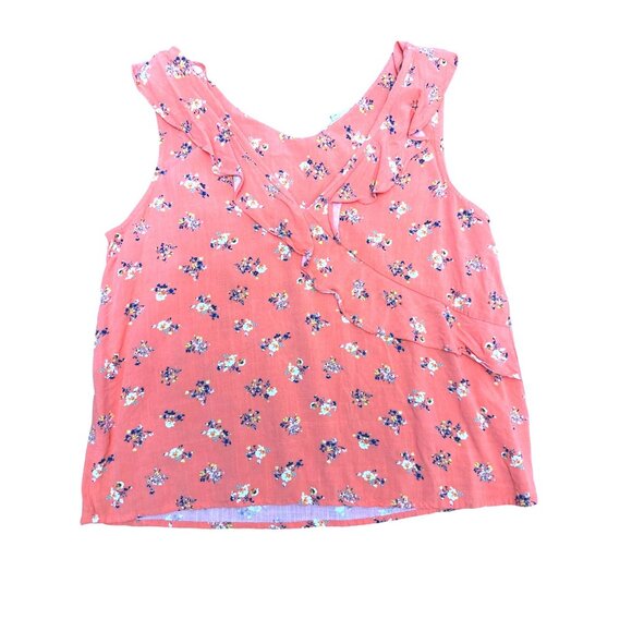 Copper Key Juniors Sleeveless Top Small All Rayon Floral Print Ruffle Neck - Picture 8 of 9